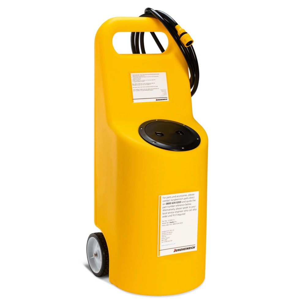 Image of  Geringes EigengewichtJungheinrich™ Batteriewasser-Wagen, Mobiler Wassertank (30 l) mit akkubetriebener Pumpe Jungheinrich™ Batteriewasser-Wagen, Mobiler Wassertank (30 l) mit akkubetriebener Pumpe