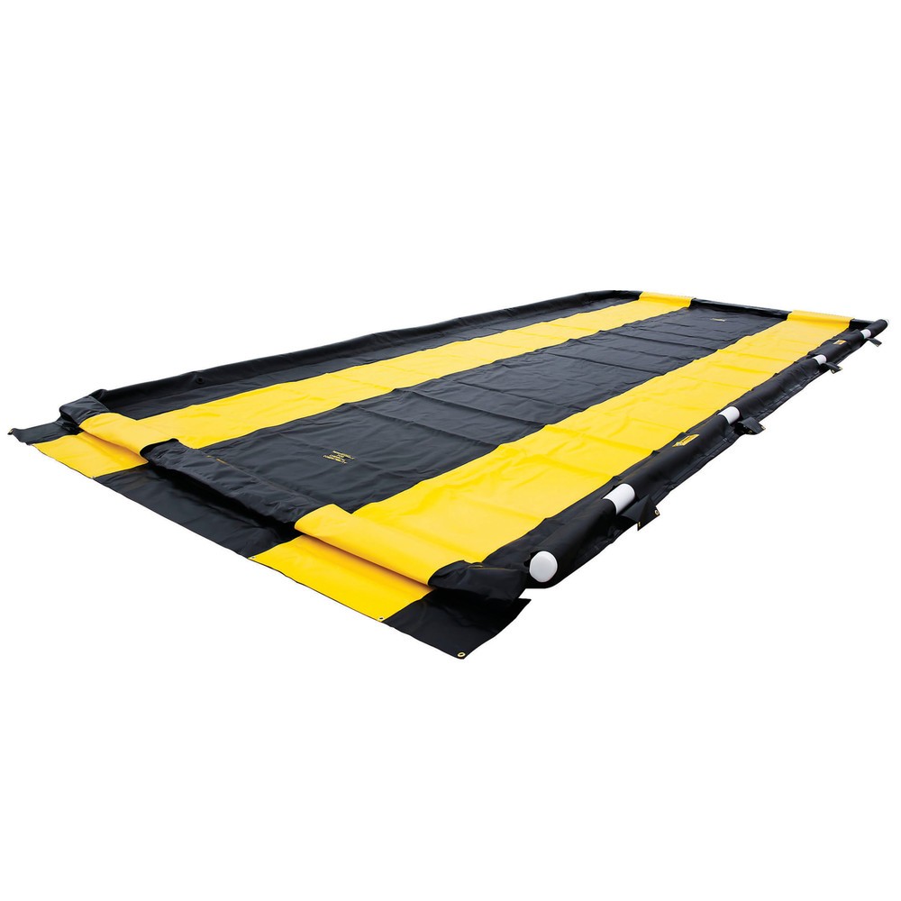 Image of Transportable Falt-Auffangwanne zum Waschen von Baumaschinen Kontaminiertes Wasser beim Waschen von Baumaschinen sicher auffangen: mit der transportablen, befahrbaren Justrite Auffangwanne QuickBerm®. Das vinylbeschichtete Material ist mit hochfrequenzges