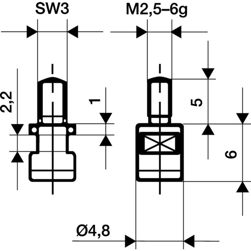 Image of  Material: HartmetallKÄFER Messeinsatz, M2,5 Hartmetall, Ø 4,8 mm plan, passend zu Messuhren KÄFER Messeinsatz, M2,5 Hartmetall, Ø 4,8 mm plan, passend zu Messuhren