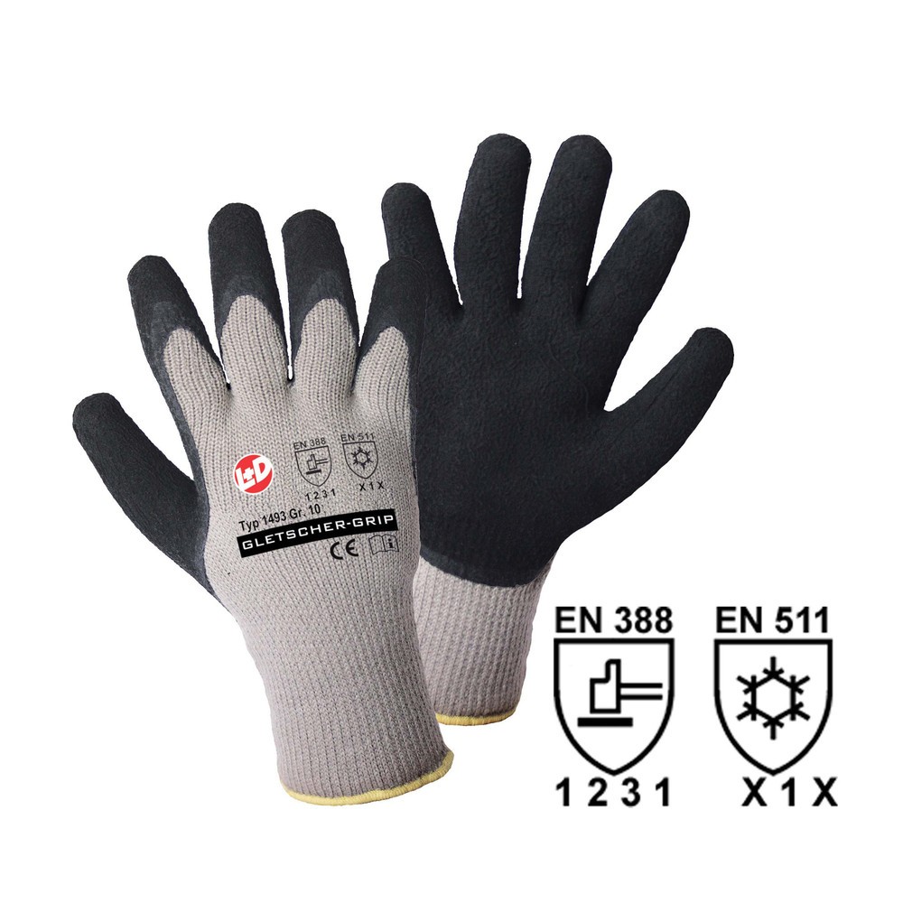 Image of Stets gewappnet gegen Eis und Kälte dank der Kälte-Schutzhandschuhe Gletscher Grip Die Kälte-Schutzhandschuhe Gletscher Grip zeichnen sich durch eine wasserundurchlässige Natur-Latexbeschichtung aus. Sie sorgen dafür, dass Ihre Hände selbst an nasskalten 