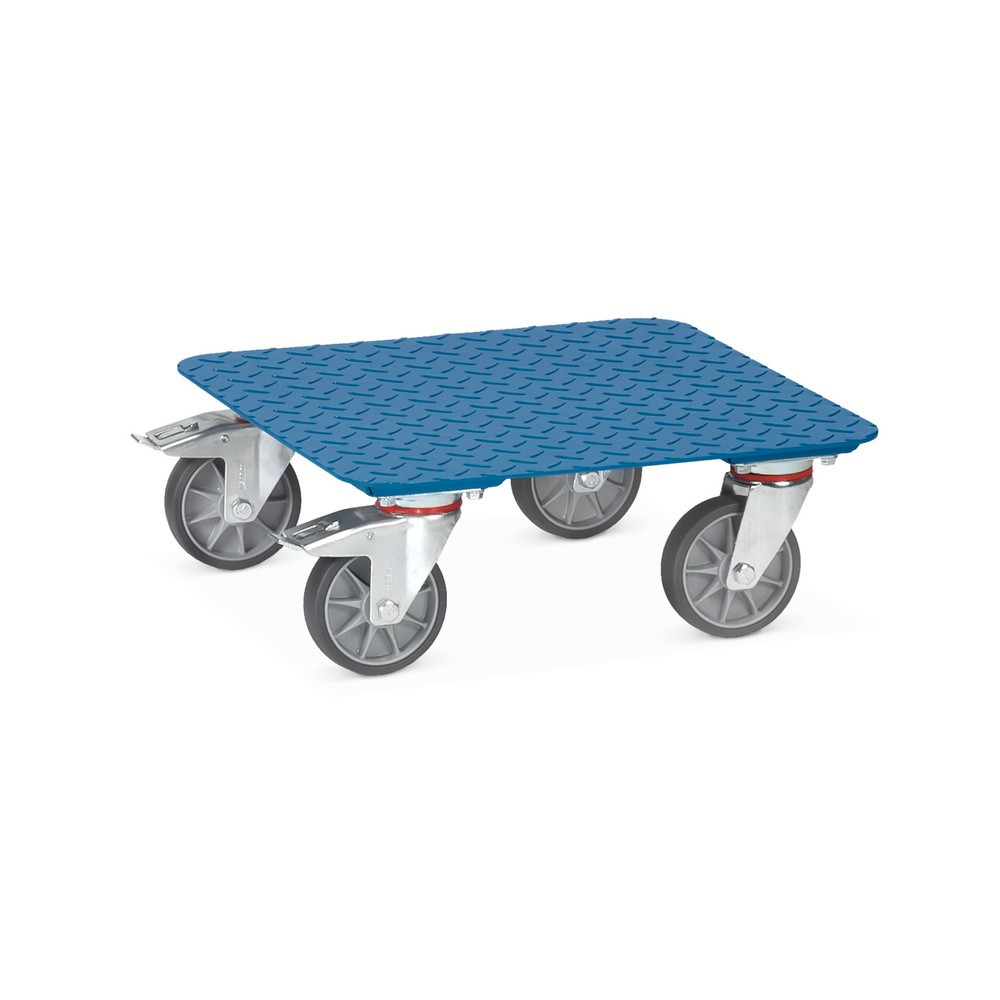 Image of Der Kistenroller fetra® mit Tränenblech – für den einfachen Transport mehrerer Kästen gleichzeitig Wer beim Transport von Kleinteilen und Werkzeugen so viel Ladung wie möglich mitnehmen will, wird an diesem Transportroller Gefallen finden. Die TPE-Rollen 