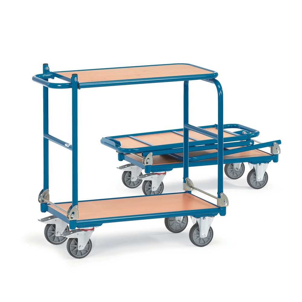 Image of Mobiler Plattformwagen mit vielfältigen Einsatzmöglichkeiten Der Plattformwagen mit Holzwerkstoff-Ladeflächen überzeugt durch einen innovativen Faltmechanismus und gute Transporteigenschaften. Platzsparend zusammenklappt können Sie ihn in jedem Laderaum v