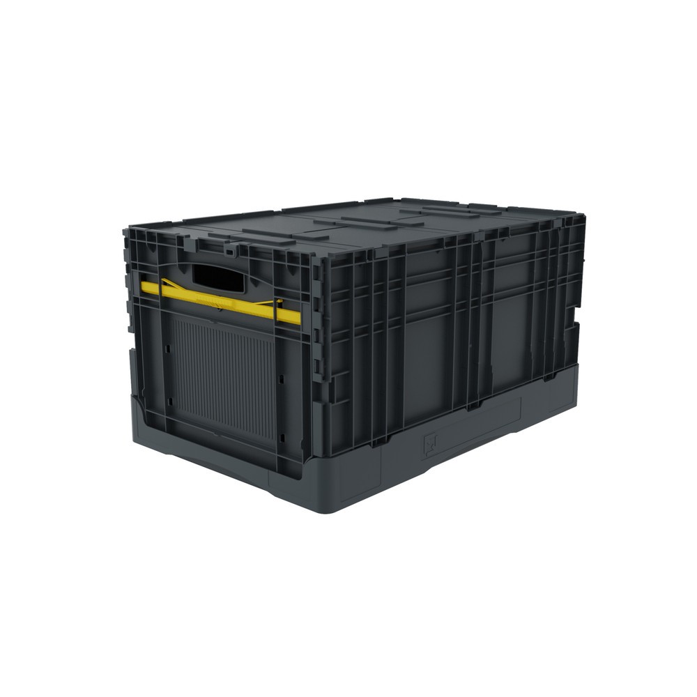 Image of  Deckel mit Antirutsch-Riffelung ermöglicht sicheres UmwickelnKlappbehälter für Kunststoff-Palette PALLY, 80 Liter, mit Deckel Klappbehälter für Kunststoff-Palette PALLY, 80 Liter, mit Deckel