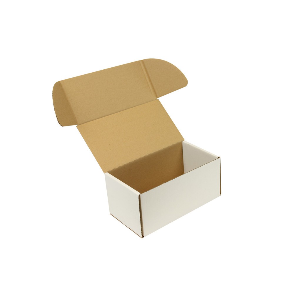 Image of  Einfaches öffnen und Wiederverschliessen durch seitliche EinstecklaschenKlappschachtel 1-wellig, 307 x 170 x 145 mm, Qualität 1.20 B, weiss Klappschachtel 1-wellig, 307 x 170 x 145 mm, Qualität 1.20 B, weiss