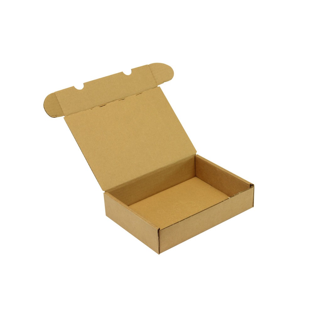 Image of  Einfaches öffnen und Wiederverschliessen durch Einsteckdeckel mit GegenverriegelungKlappschachtel 1-wellig, 235 x 175 x 55 mm, Qualität 1.40 B, braun, DIN C5 Klappschachtel 1-wellig, 235 x 175 x 55 mm, Qualität 1.40 B, braun, DIN C5