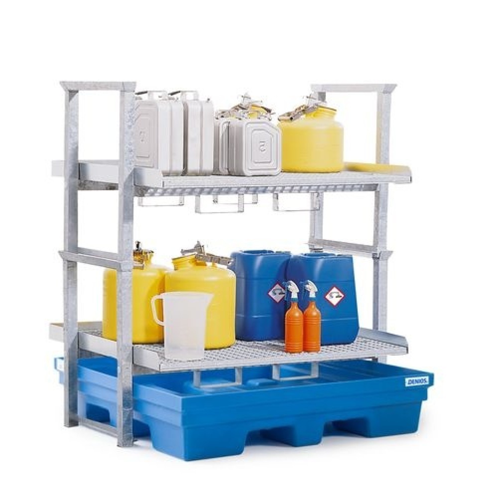 Image of  2 Lagerebenen mit verzinkten GitterrostenKleingebinderegal AWK 2, 2 Gitterroste, inkl. 225-l-Auffangwanne Kleingebinderegal AWK 2, 2 Gitterroste, inkl. 225-l-Auffangwanne