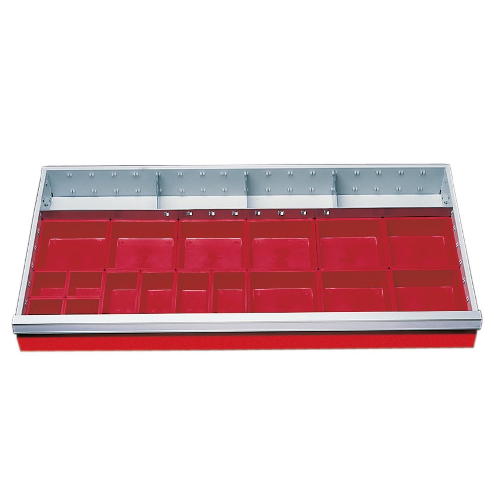 Image of Ein Organizer mit Kleinteilekästen für Schubladen – für den schnellen Zugriff auf Materialien Sorgen Sie in Ihren Schubladen für Ordnung, indem Sie diese vielseitigen Organizer zur Unterteilung der Lagerfläche nutzen. Dank eines montagefreundlichen Mix au