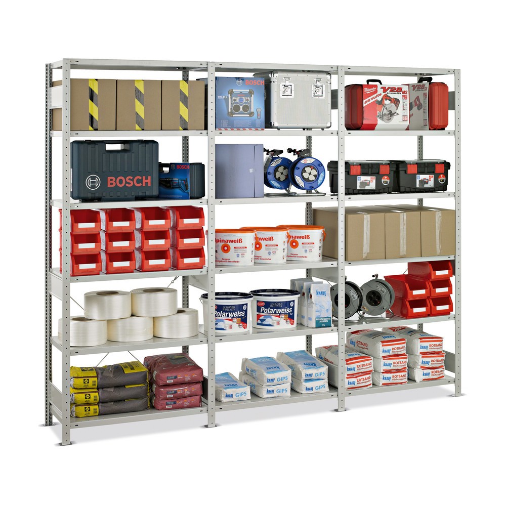 Image of Komplettpaket SCHULTE für ein variabel erweiterbares Steckregalsystem aus Qualitätsblech Fachbodenregale dienen in Industrie, Handwerk und Lagerwirtschaft zur sachgerechten Aufbewahrung von Betriebsmitteln und Waren. Wählen Sie dieses Fachbodenregal SCHUL