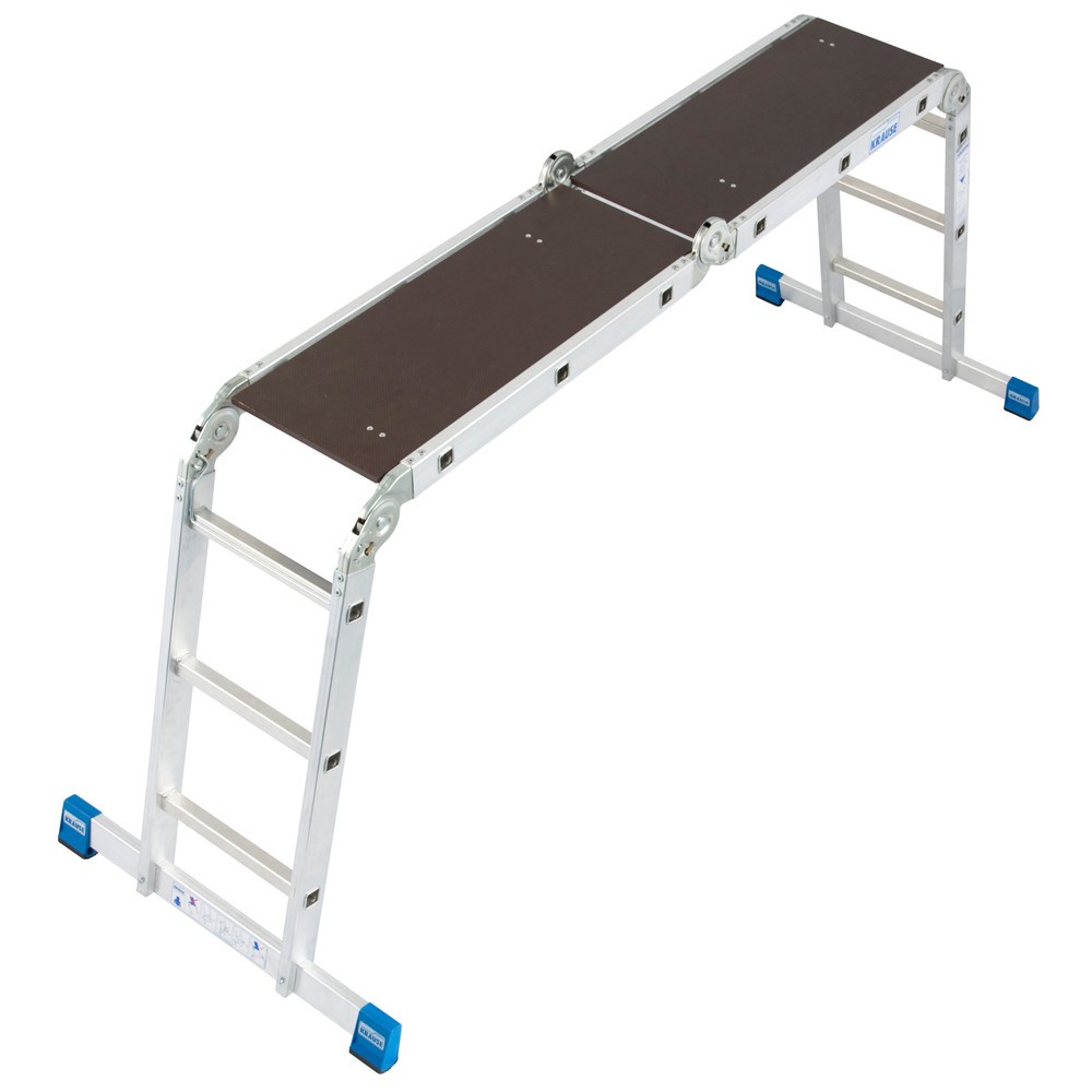 Image of KRAUSE® Gelenkleiter mit Plattform: sicher, belastbar und flexibel Müssen Sie in Ihrem Arbeitsalltag regelmässig mit Ausseneinsätzen und unterschiedlichen Montageaufgaben rechnen? Dann hilft Ihnen die KRAUSE® Alu-Gelenkleiter Profi-Universal mit Stand-Pla