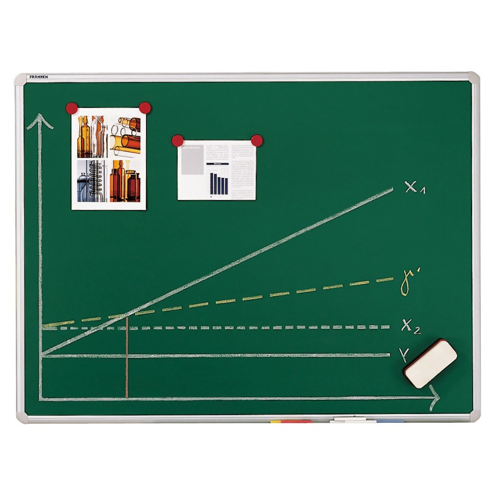 Image of Langlebige und belastbare Tafel für Magnete und Kreide-Beschriftung Diese Wandtafel ist in vielerlei Hinsicht eine gute Unterstützung für Ihren beruflichen Alltag. Während sie optisch wie eine klassische Kreidetafel wirkt, verfügt ihre Oberfläche über mag