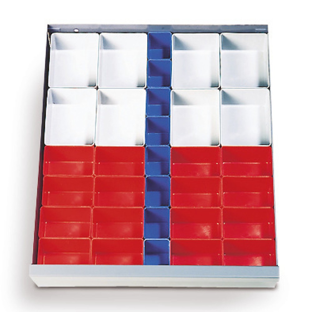 Image of Schubladen-Organizer: Ordnungssysteme für den schnellen Zugriff auf Ihre Werkzeuge Nutzen Sie den Einsatz mit Kunststoffkästen für Werkzeugschränke C+P mit Flügeltüren, um eine übersichtliche Ablagefläche für Ihre Arbeitsutensilien zu schaffen. In den vie