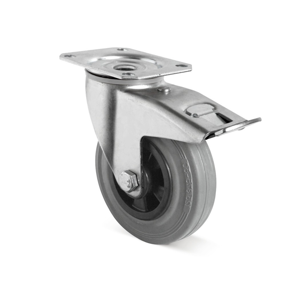 Image of Lenkrolle Vollgummi BASIC inklusive Feststeller – PAK-frei produziert Sie suchen eine Vollgummi-Rolle für einfache bis mittlere Beanspruchung? Die Lenkrolle BASIC bietet Ihnen einen guten Fahrkomfort und ist universell auf verschiedenen Böden einsetzbar. 