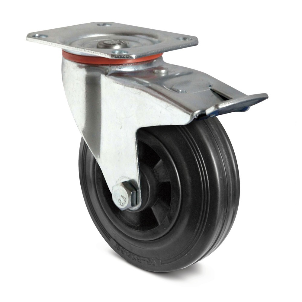 Image of Mit der hohen Elastizität meistert die Lenkrolle Vollgummi mit PP-Felge inkl. Feststeller Unebenheiten Für das Bewegen von hohen Gewichten, bei gleichzeitiger Bodenschonung ist die Lenkrolle Vollgummi mit PP-Felge inkl. Feststeller ideal geeignet. Unebenh