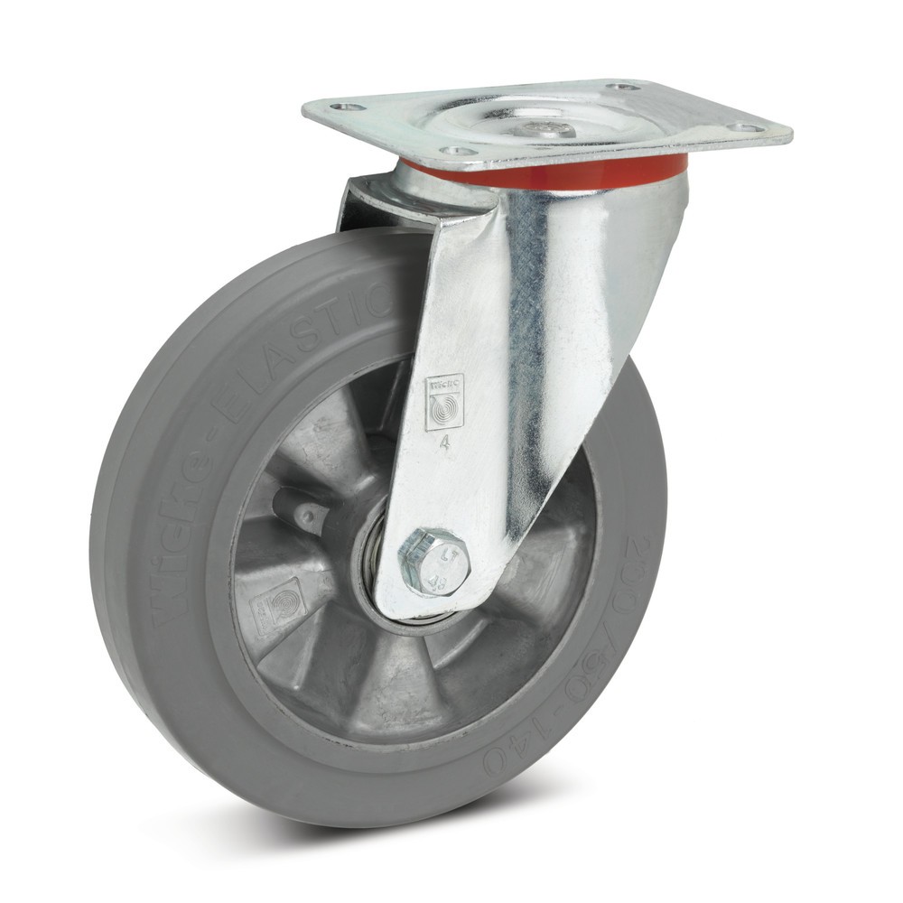 Image of Elastik-Vollgummi für ein gutes Fahrgefühl und geringe Fahrgeräusche Vorteile der Lenkrolle Wicke Elastik-Vollgummi mit Alufelge sind neben der Spurlosigkeit ihre Belastbarkeit und Widerstandsfähigkeit. Sie ist auch bedingt gegen Säuren und Laugen unempfi