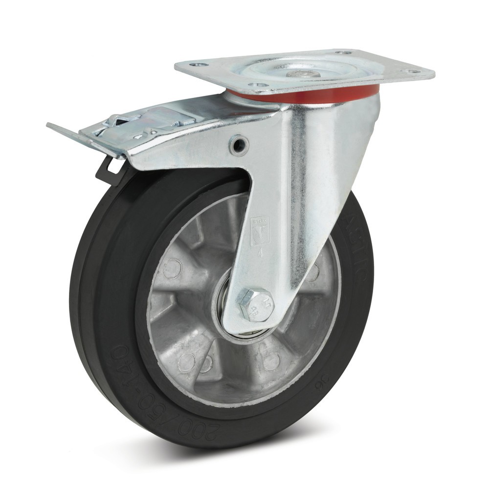 Image of Grosser Fahrkomfort durch elastisches Vollmaterial Bodenschonend und das auch bei hohen Gewichten. Vorteil der Lenkrolle Wicke Elastik-Vollgummi inkl. Feststeller ist ihre Belastbarkeit und Widerstandsfähigkeit und sie ist bedingt auch gegen Säuren unempf