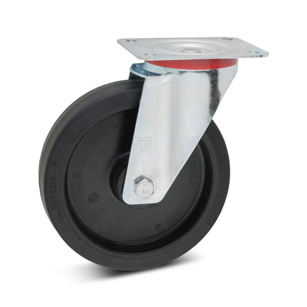 Image of Ruhiger Lauf auch auf hartem Boden Bodenschonend und das auch bei hohen Gewichten. Diese beiden und viele weitere Eigenschaften machen die Vorteile der Lenkrolle Wicke Elastik-Vollgummi mit Kunststofffelge aus. Das Material ist belastbar und widerstandsfä