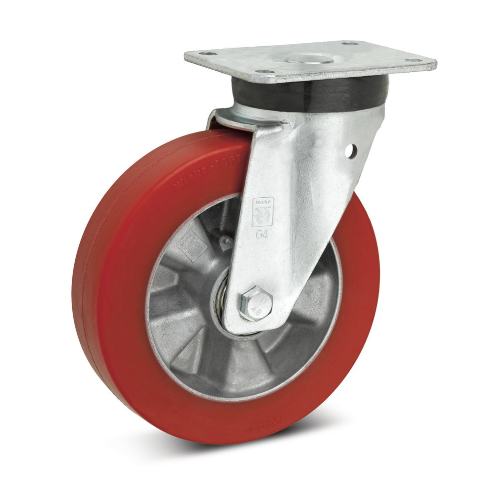 Image of Geräuscharmer Lauf und weiche Laufflächen Die Lenkrolle Wicke Topthane® Soft-PU ist aus einer Polyurethan-Kunststoffmischung, die sie vor allem für harte Böden geeignet macht. Die weiche Lauffläche gleicht Unebenheiten aus und kann auch auf rauen Böden ve