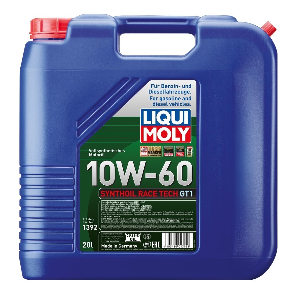 Image of  extrem niedriger VerdampfungsverlustLIQUI MOLY Synthoil Race Tech GT1 10W-60 20 l LIQUI MOLY Synthoil Race Tech GT1 10W-60 20 l