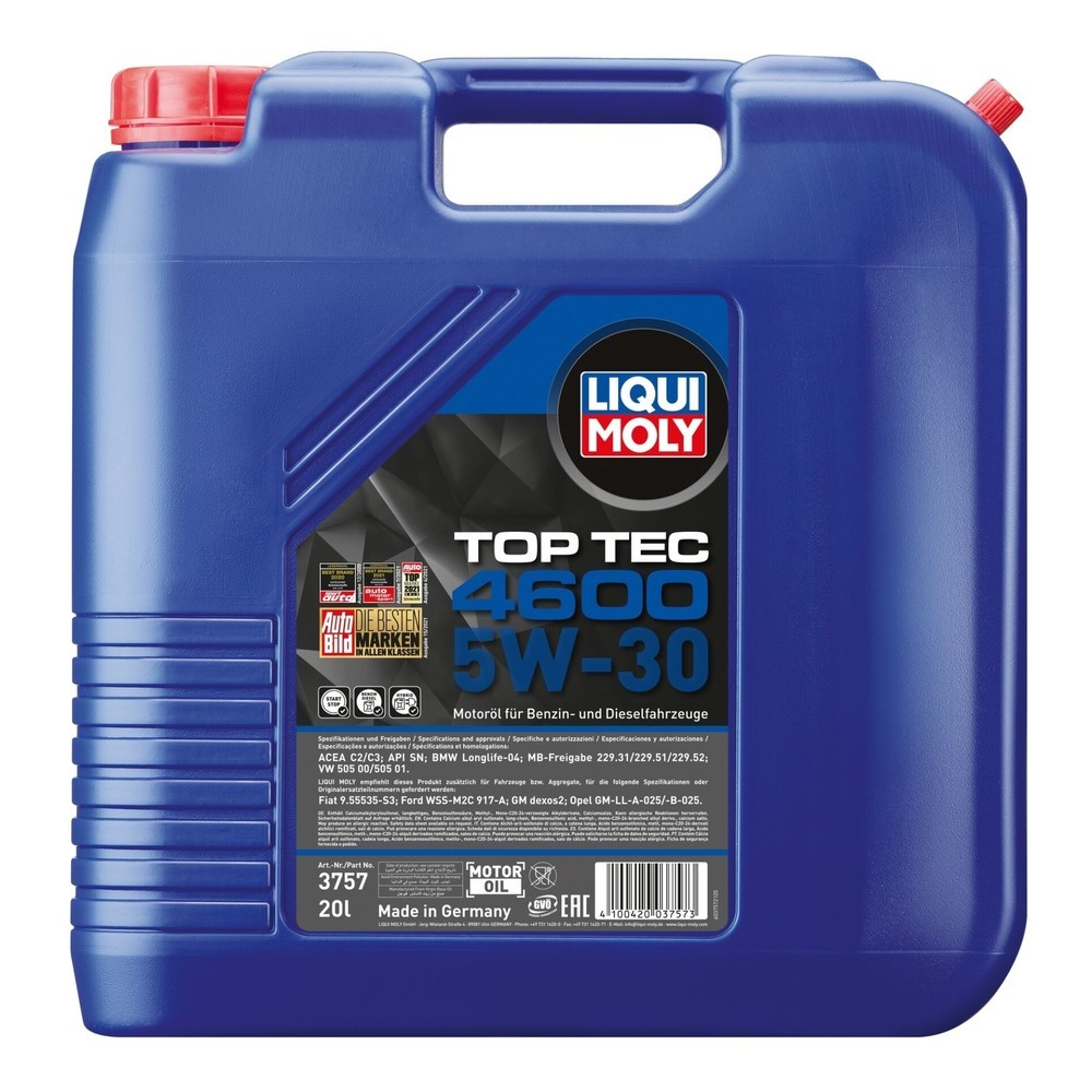 Image of  mischbar mit handelsüblichen MotorölenLIQUI MOLY Top Tec 4600 5W-30 20 l LIQUI MOLY Top Tec 4600 5W-30 20 l