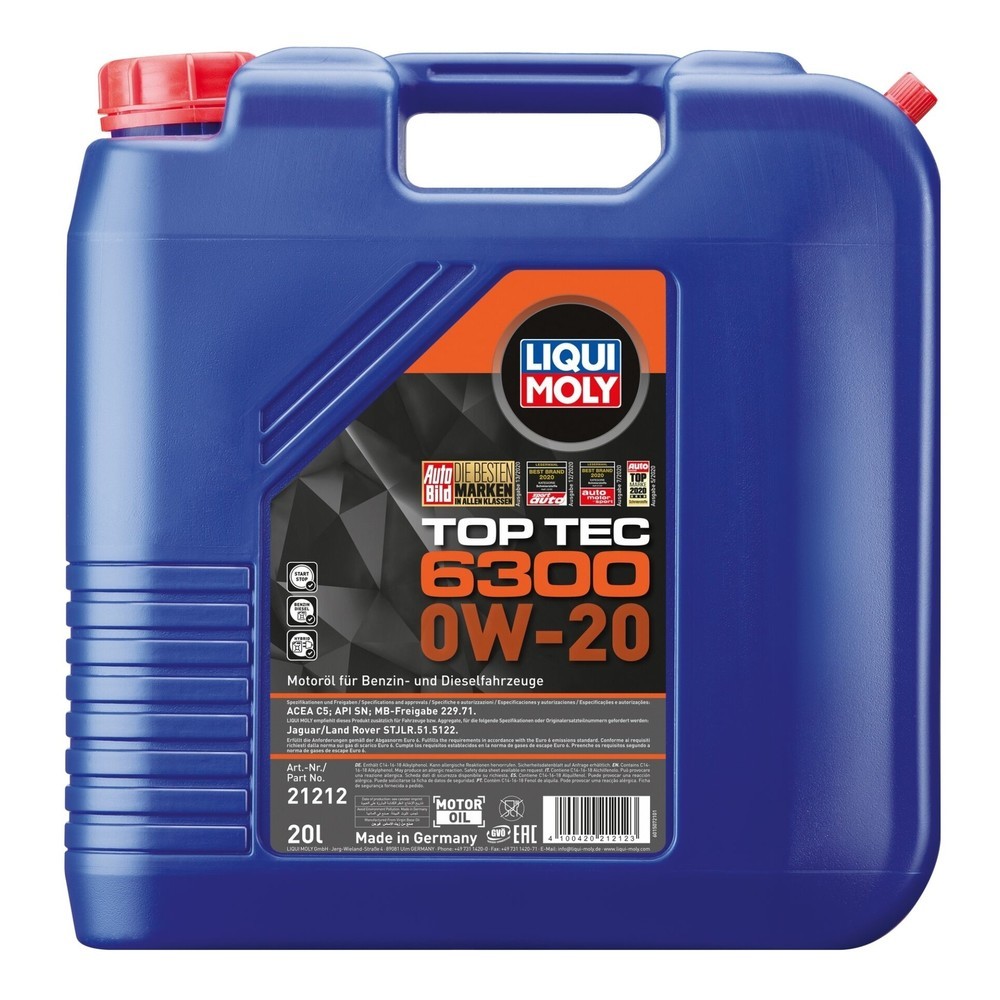 Image of  Turbo- und Kat-getestetLIQUI MOLY Top Tec 6300 0W-20 20 l LIQUI MOLY Top Tec 6300 0W-20 20 l