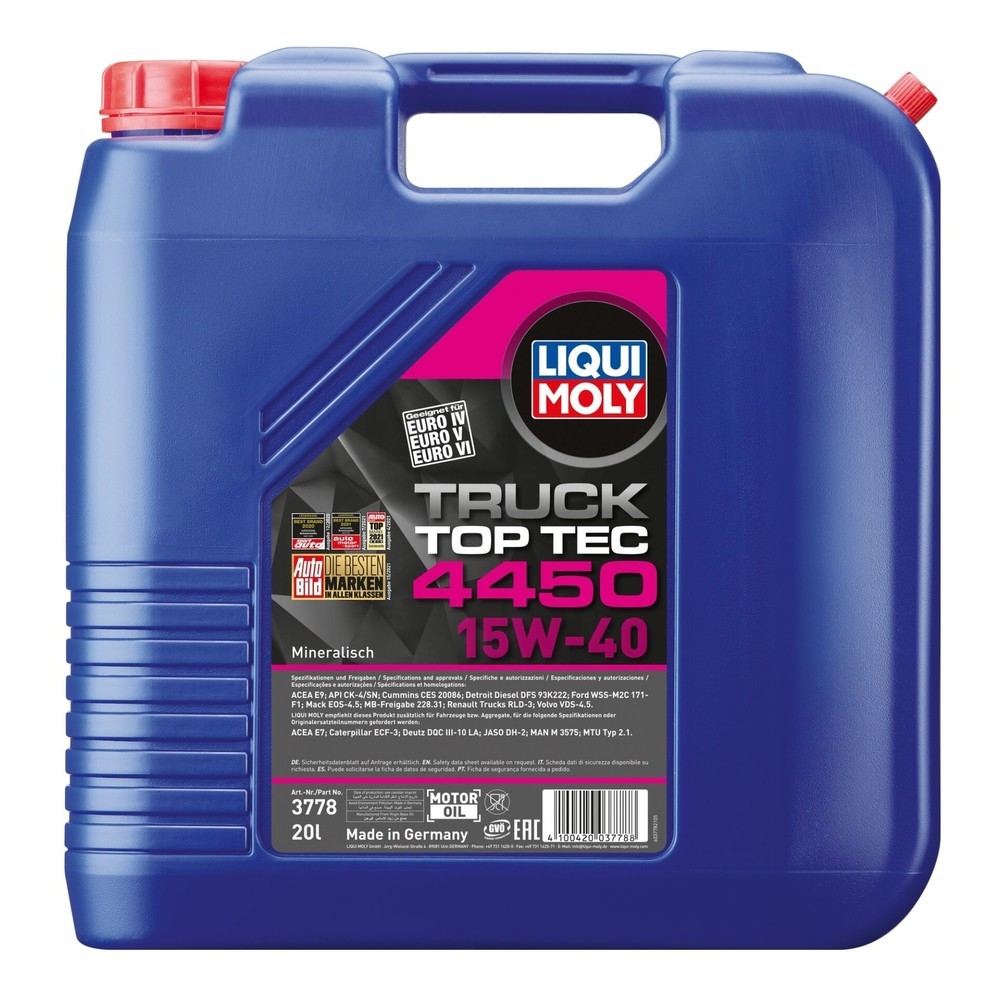 Image of  hält Ladeluftkühler extrem sauberLIQUI MOLY Top Tec Truck 4450 15W-40 20 l LIQUI MOLY Top Tec Truck 4450 15W-40 20 l