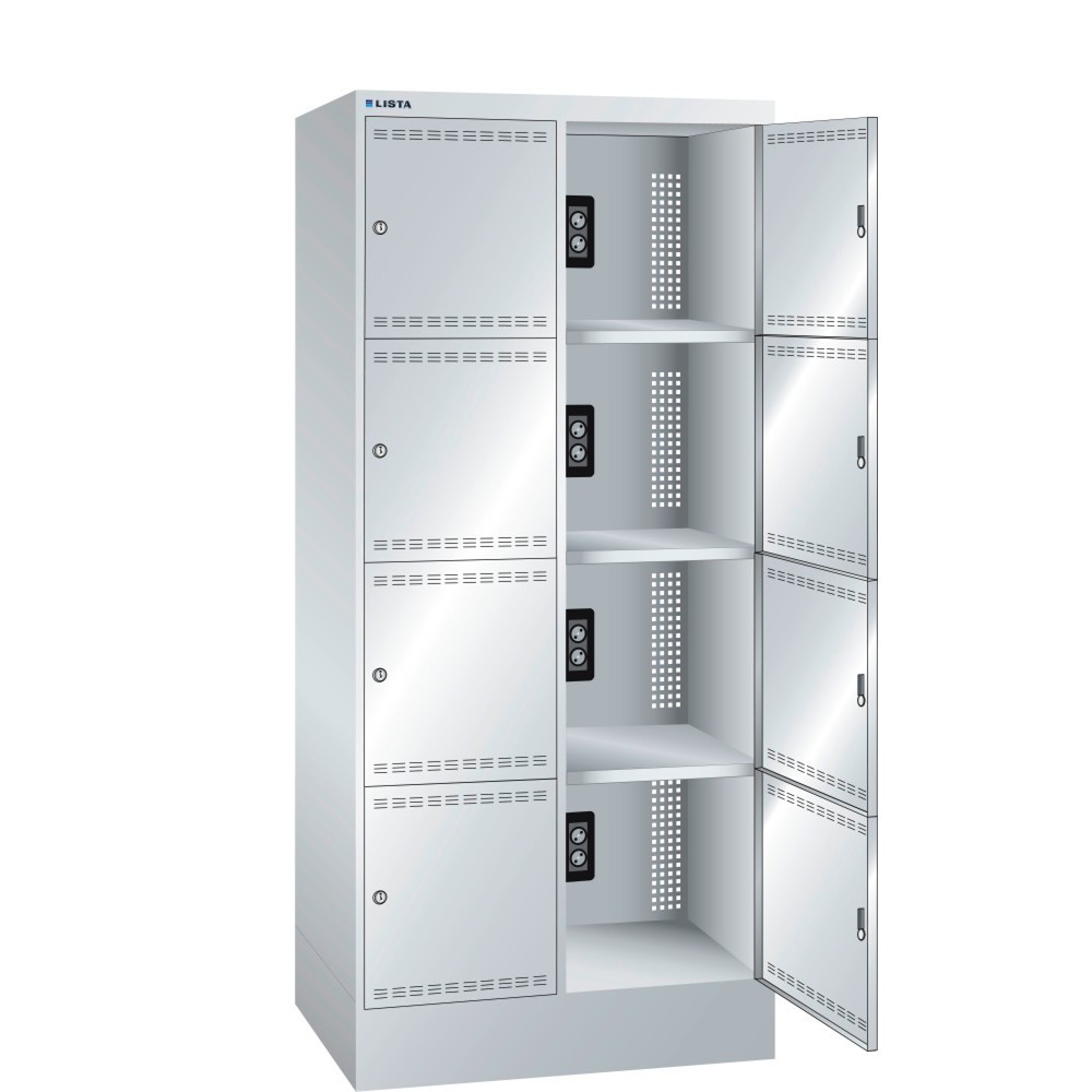Image of Der LISTA Akku-Ladeschrank in Profi-Qualität – vom europäischen Marktführer für Betriebsausstattung Akkubetriebene Geräte diebstahlsicher verwahren und gleichzeitig laden: in dem LISTA Akku-Ladeschrank. Dank Zylinderschloss ist der lichtgraue Stahlblechsc