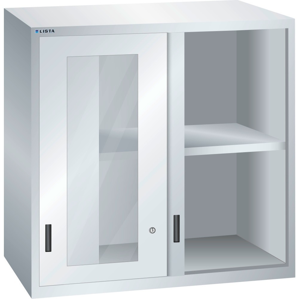 Image of Hochwertig verarbeitet mit 10 Jahren Garantie: der LISTA Aufsatzschrank mit Schiebetüren Der LISTA Aufsatzschrank mit Schiebetüren eignet sich optimal als zusätzliche Lagerfläche für Kleinteile, Unterlagen und andere Betriebsmittel auf ergonomischer Sicht