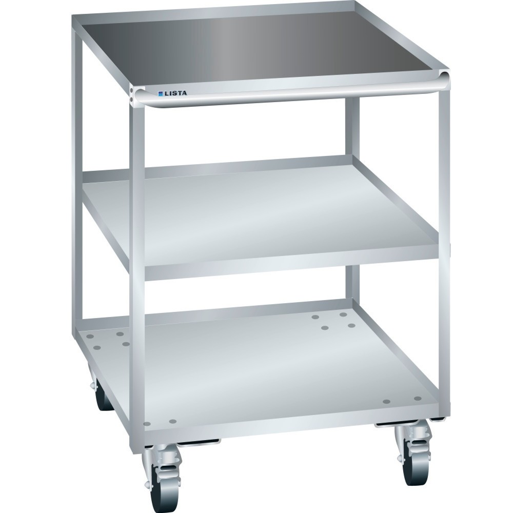 Image of  1 Rollenträgerpaar mit Nylonrollen Ø 100 mmLISTA Kommissionierwagen 27x36E, (BxTxH) 564x725x760mm, lichtgrau LISTA Kommissionierwagen 27x36E, (BxTxH) 564x725x760mm, lichtgrau