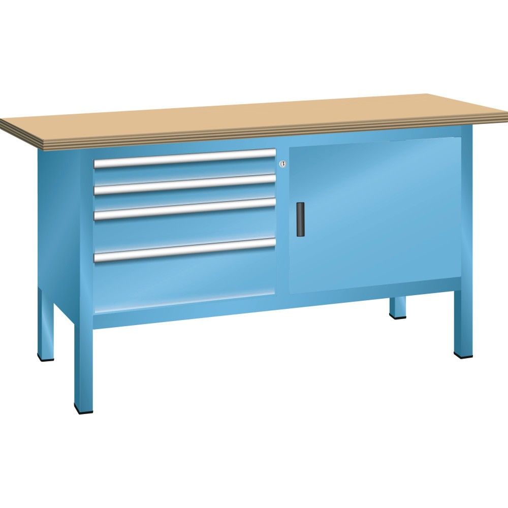 Image of Hochwertig verarbeitet mit 10 Jahren Garantie: die LISTA Kompaktwerkbank mit (Bx Tx H) 1.500x 700x 850 mm Feste Fläche für sicheres Arbeiten: Die LISTA Kompaktwerkbank überzeugt mit widerstandsfähiger Vollholz-Platte aus Buche. Das KEY-Lock-Schloss ermögl