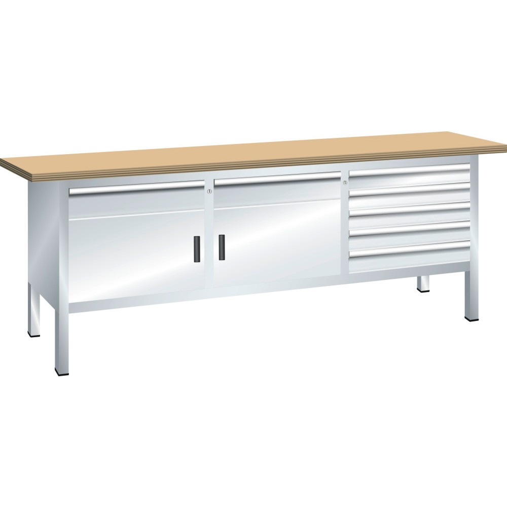 Image of Langlebig ausgelegt in „Made in Europe“-Qualität: die LISTA Kompaktwerkbank (Bx Tx H) 2.000x 700x 840 mm mit 10 Jahren Garantie Auf einer stabilen Basis lässt sich aufbauen – und arbeiten. Das beweist die LISTA Kompaktwerkbank mit hochwertiger Multiplex-A