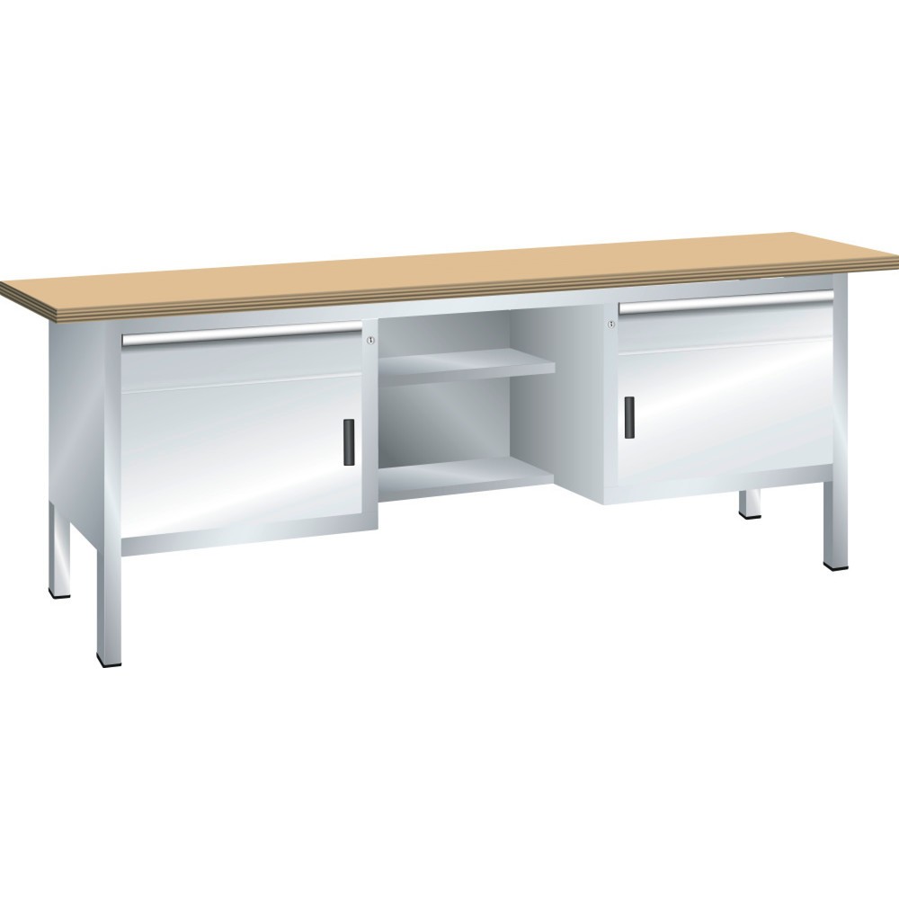 Image of Betriebsmittel und Zubehör zugriffsgeschützt vorhalten: in der LISTA Kompaktwerkbank inkl. 2 Schubladen mit 100-%-Auszug und KEY-Lock-System Für schwere Werkstücke stark ausgestattet: Die LISTA Kompaktwerkbank überzeugt durch hochwertig verbaute Komponent