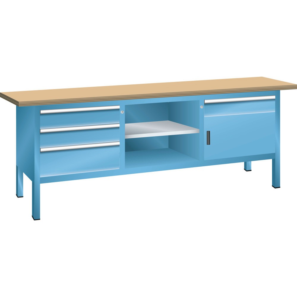 Image of LISTA Kompaktwerkbank mit Multiplex-Platte – Ihre robuste Basis für sauberes Arbeiten Für griffbereites und geschütztes Werkzeug am Arbeitsplatz sind Sie ab sofort sicher ausgestattet: dank der hochwertigen LISTA Kompaktwerkbank mit 4 Schubladen inkl. übe