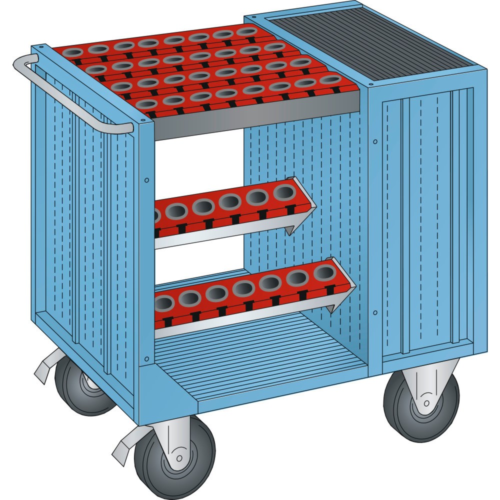 Image of  Rollen aus GummiLISTA NC-Transportwagen 36x36E, (BxTxH) 1080x692x975mm, ISO-SK 40, lichtblau LISTA NC-Transportwagen 36x36E, (BxTxH) 1080x692x975mm, ISO-SK 40, lichtblau