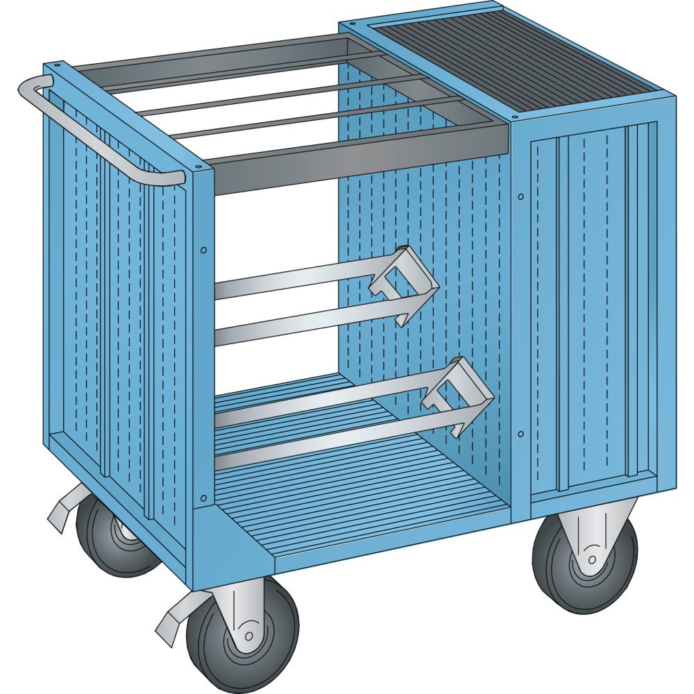 Image of  Rollen aus GummiLISTA NC-Transportwagen 36x36E, (BxTxH) 1080x692x975mm, o. Werkzeughalter, lichtblau LISTA NC-Transportwagen 36x36E, (BxTxH) 1080x692x975mm, o. Werkzeughalter, lichtblau