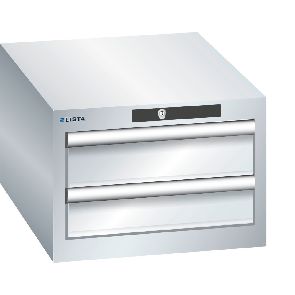 Image of Sichere Werkzeugaufbewahrung mit System: der LISTA Schubladenschrank mit 18 x 27 E und AUTO Lock Der Profi-Schubladenschrank aus dem Hause LISTA bietet Ihnen mit 2 Schubfächern viel übersichtlichen und gut sortieren Stauraum für Hammer, Zange und Co. – ob