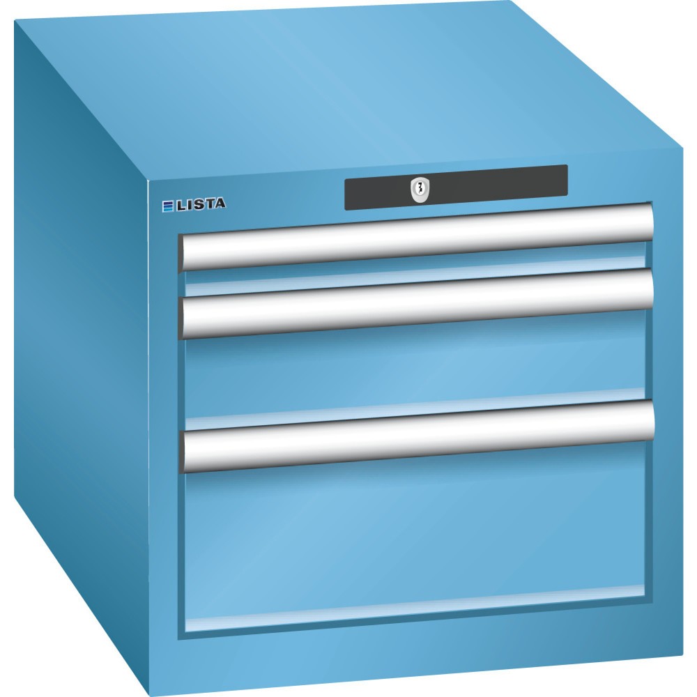 Image of Zugriffsgeschützte Werkzeugaufbewahrung mit System: der LISTA Schubladenschrank mit 18 x 27 E und KEY Lock Geschützter, übersichtlicher und gut sortierter Stauraum: Dafür steht der LISTA Schubladenschrank mit 3 Schubfächern als robuster Alleskönner für di
