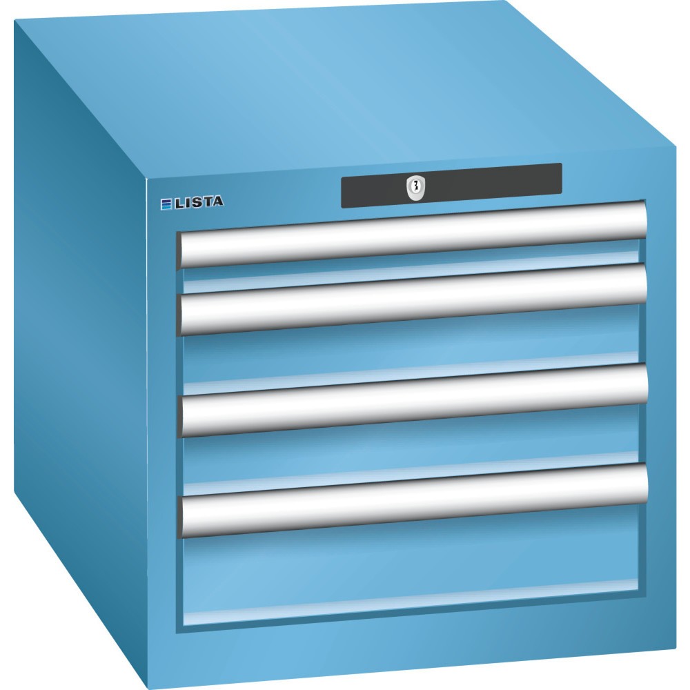 Image of Hochwertig verarbeitet mit 10 Jahren Garantie: der LISTA Schubladenschrank mit 18 x 27 E und RFID Lock Der Profi-Schubladenschrank von LISTA bietet Ihnen mit 4 Schubfächern viel übersichtlichen und gut sortieren Stauraum für Hammer, Zange und Co. – ob in 