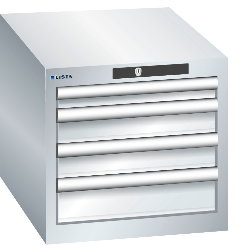 Image of Hochwertig verarbeitet mit 10 Jahren Garantie: der LISTA Schubladenschrank mit 18 x 27 E und RFID Lock Der Profi-Schubladenschrank von LISTA bietet Ihnen mit 4 Schubfächern viel übersichtlichen und gut sortieren Stauraum für Hammer, Zange und Co. – ob in 