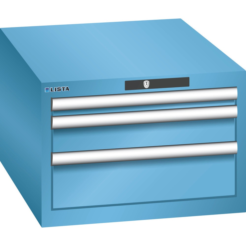 Image of Der LISTA Schubladenschrank mit 27 x 36 E: für CODE Lock-gesicherte Werkzeuglagerung in 3 vollausziehbaren Schubladen Geschützter, übersichtlicher und gut sortierter Stauraum: Dafür steht der LISTA Schubladenschrank mit 3 Schubfächern als robuster Alleskö