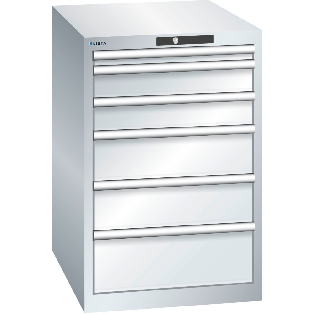 Image of Der LISTA Schubladenschrank 27 x 36 E inkl. KEY Lock in Lichtgrau – mit 10 Jahren Garantie für ein gutes Gefühl Ob in der Industrie, im Handwerk oder KFZ-Bereich: Der Schubladenschrank des Herstellers LISTA bietet Ihnen mit 6 Schubfächern viel übersichtli
