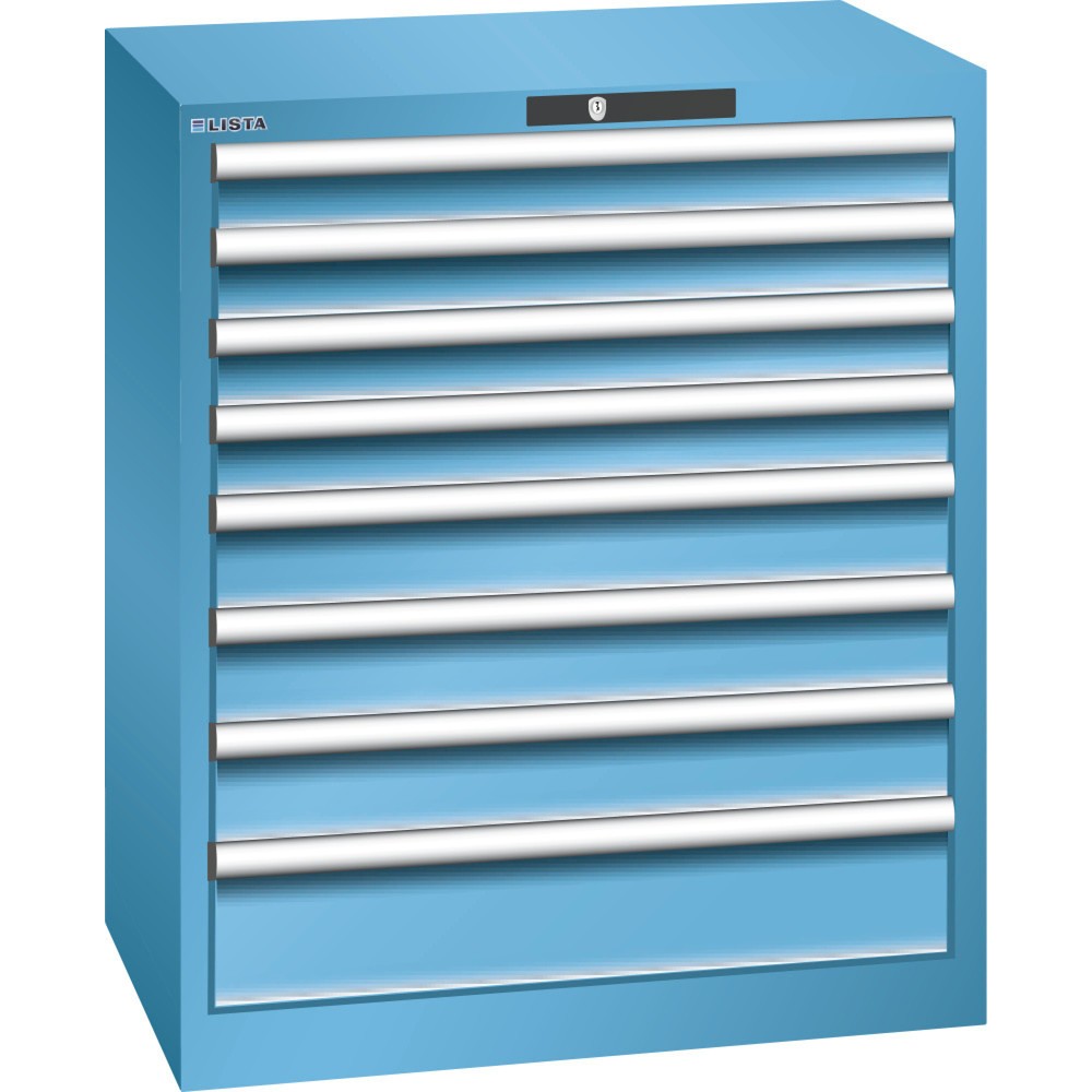 Image of Für zugriffsgeschützte Werkzeuglagerung konzipiert: der LISTA Schubladenschrank 36 x 27 E inkl. KEY Lock Geschützter, übersichtlicher und gut sortierter Stauraum: Dafür steht der LISTA Schubladenschrank mit 8 Schubfächern als robuster Alleskönner für die 
