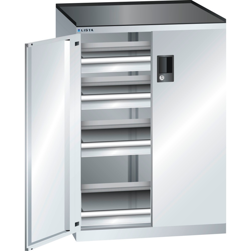 Image of Für zugriffsgeschützte Werkzeuglagerung konzipiert: der LISTA Schubladenschrank 36 x 27 E inkl. CODE Lock Geschützter, übersichtlicher und gut sortierter Stauraum: Dafür steht der LISTA Schubladenschrank mit 4 Schubfächern als robuster Alleskönner für die
