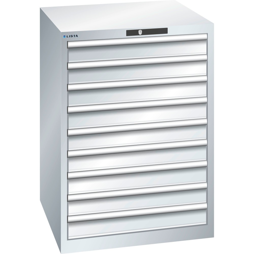Image of Werkzeug gut zugänglich und diebstahlgeschützt aufbewahren: dank 100-%-Auszug im LISTA Schubladenschrank mit KEY Lock Ob in der Industrie, im Handwerk oder KFZ-Bereich: Der Schubladenschrank des Herstellers LISTA bietet Ihnen mit 9 Schubfächern viel übers