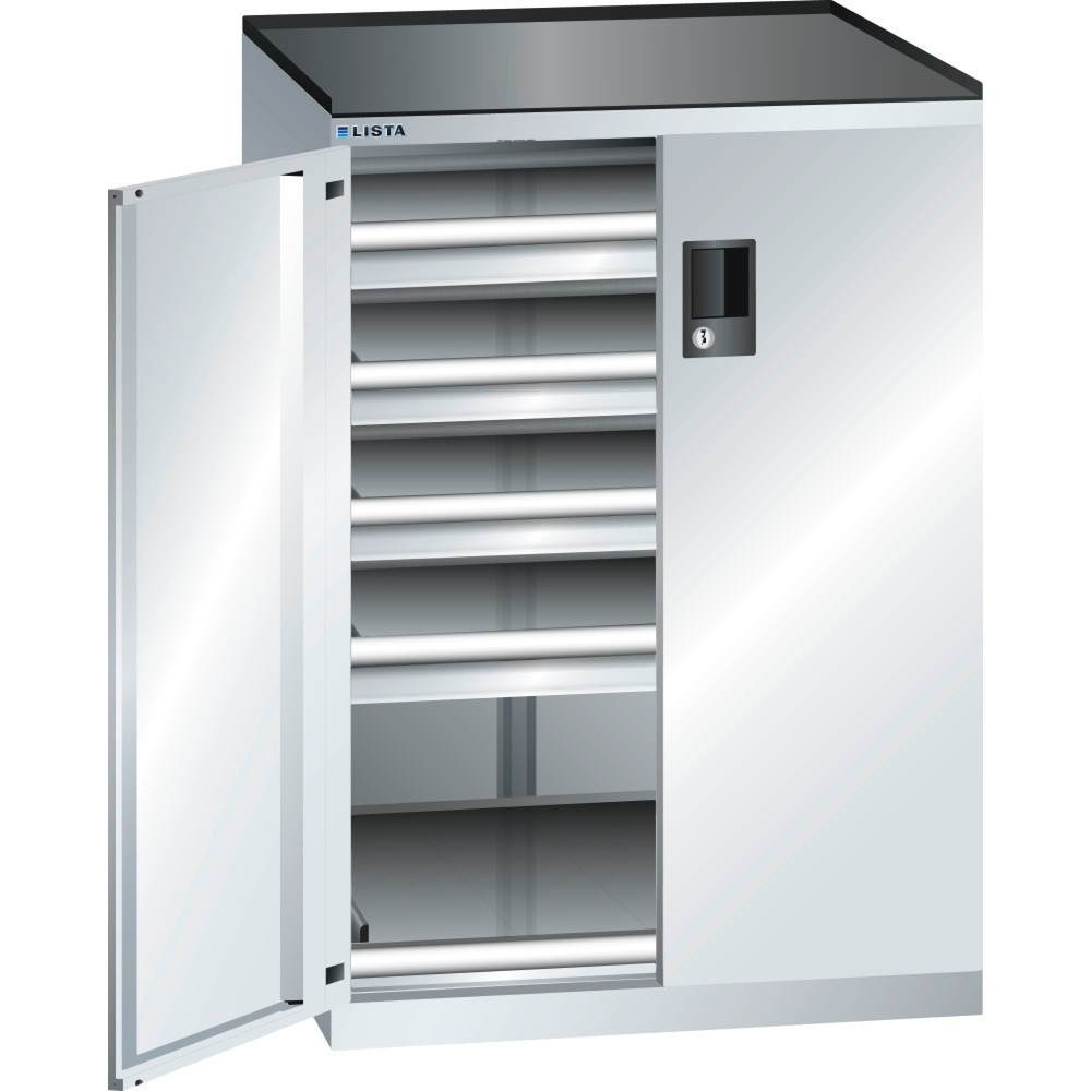 Image of 1 Schrank, 100 % Qualität, 1.000 Möglichkeiten: Arbeitsgeräte diebstahlgeschützt im LISTA Schubladenschrank 36 x 36 E mit KEY Lock bereithalten Der Profi-Schubladenschrank des Herstellers LISTA bietet Ihnen mit 4 Schubfächern viel übersichtlichen und gut 