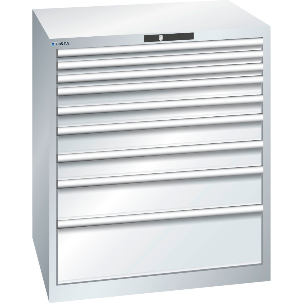 Image of Vollausziehbar und zugriffsgeschützt: Professionelle Werkzeugaufbewahrung im LISTA Schubladenschrank 45 x 36 E mit KEY Lock Geschützter, übersichtlicher und gut sortierter Stauraum: Dafür steht der LISTA Schubladenschrank mit 9 Schubfächern als robuster A