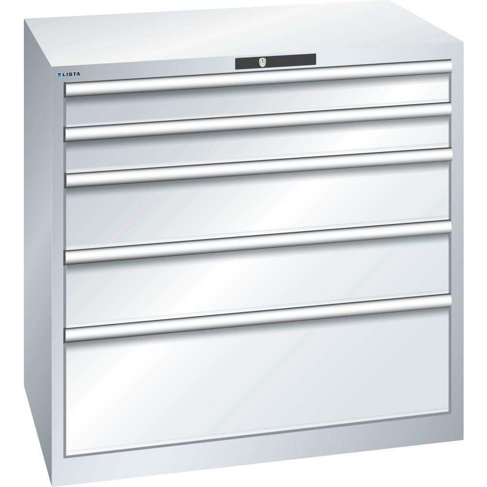 Image of Vollausziehbar und zugriffsgeschützt: Professionelle Werkzeugaufbewahrung im LISTA Schubladenschrank 54 x 36 E mit KEY Lock Ob in der Industrie, im Handwerk oder KFZ-Bereich: Der Schubladenschrank des Herstellers LISTA bietet Ihnen mit 5 Schubfächern viel