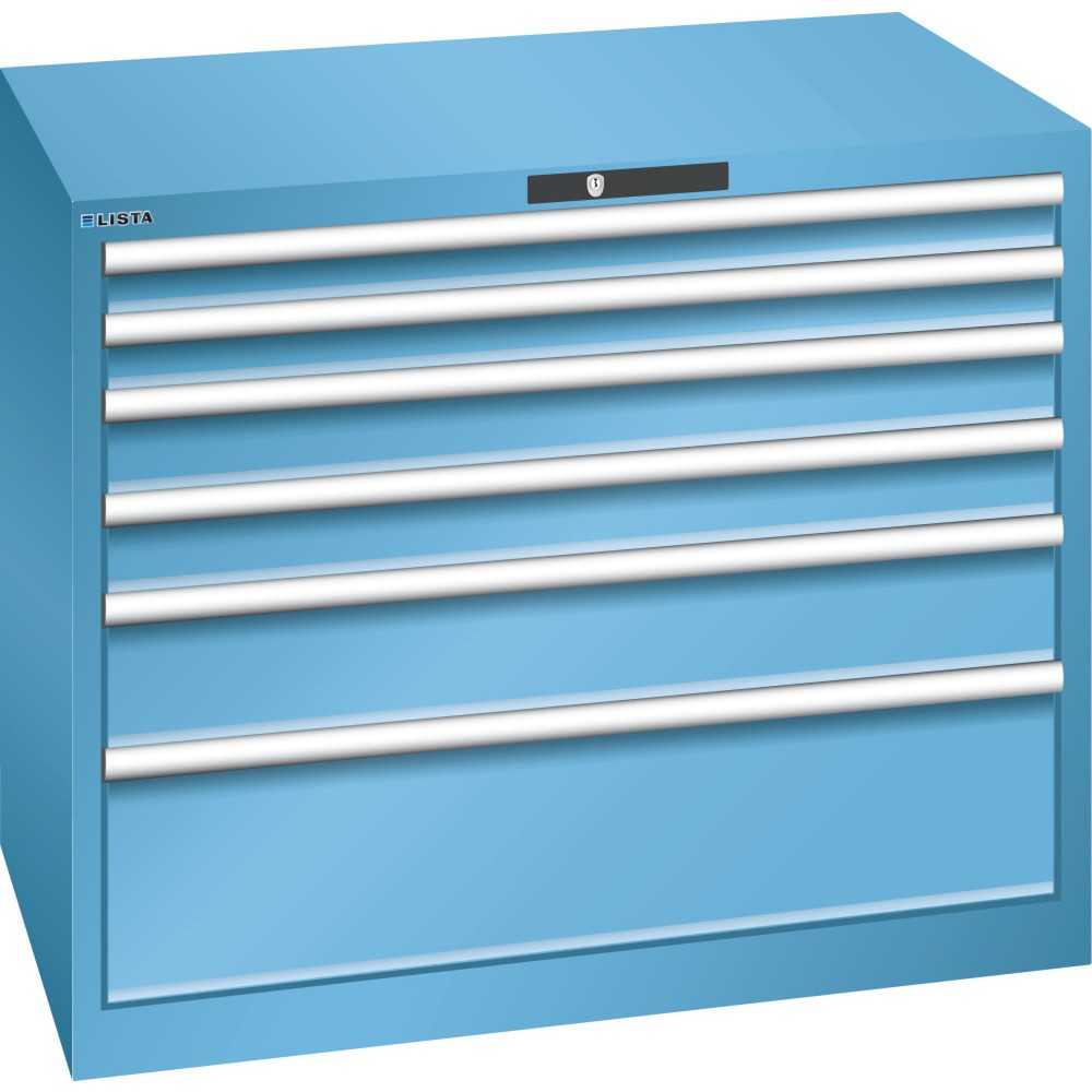 Image of Für sichere Werkzeuglagerung ausgestattet: der LISTA Schubladenschrank 54 x 36 E inkl. RFID Lock Geschützter, übersichtlicher und gut sortierter Stauraum: Dafür steht der LISTA Schubladenschrank mit 6 Schubfächern als robuster Alleskönner für die verschie