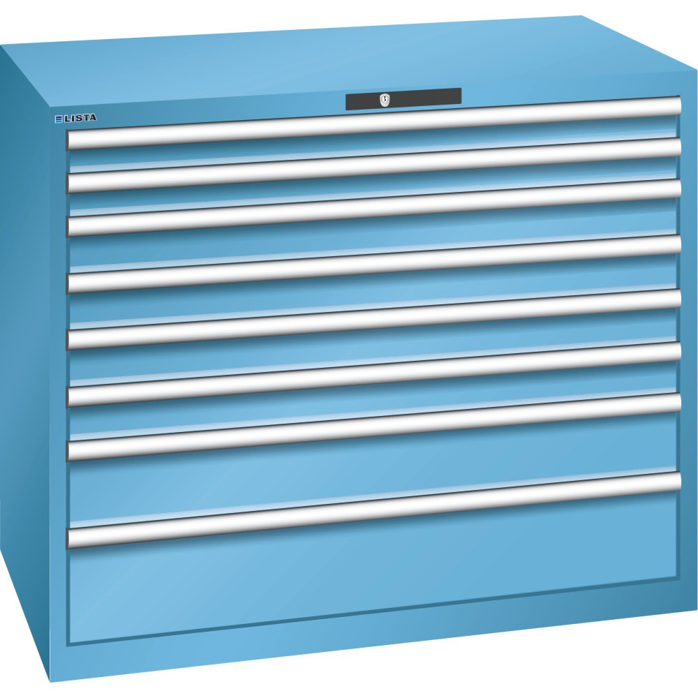 Image of Vom europäischen Marktführer im Bereich Betriebsausstattung: der LISTA Schubladenschrank mit 64 x 36 E und KEY Lock Der Profi-Schubladenschrank aus dem Hause LISTA bietet Ihnen mit 8 Schubfächern viel übersichtlichen und gut sortieren Platz für Hammer, Za