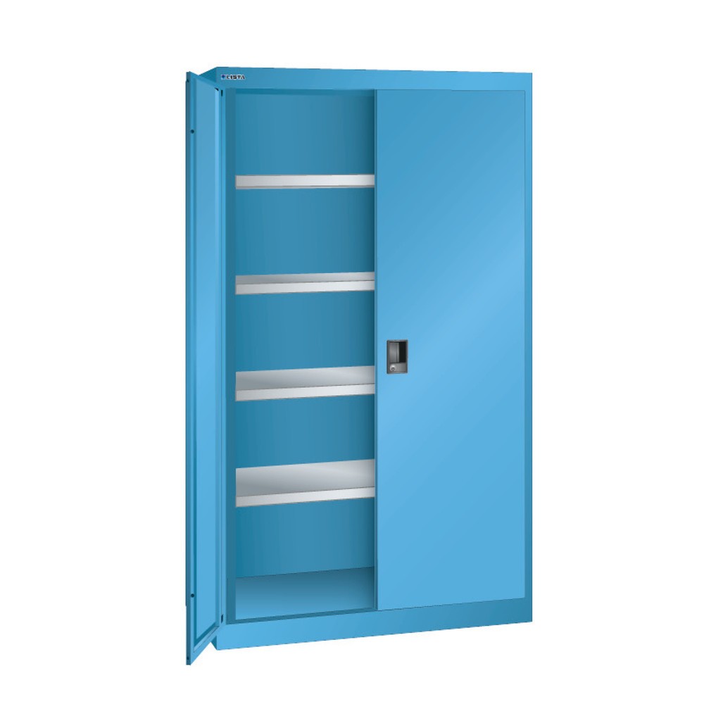 Image of Vielseitig einsetzbarer Stahlschrank Der Schwerlastschrank Lista bietet unterschiedliche Ablageflächen in einem stabilen Korpus aus Stahlblech. Die Schubladen, Fach- und Auszugböden lassen sich flexibel im 25 mm-Raster einsetzen. Schubladen, Fach- und Aus