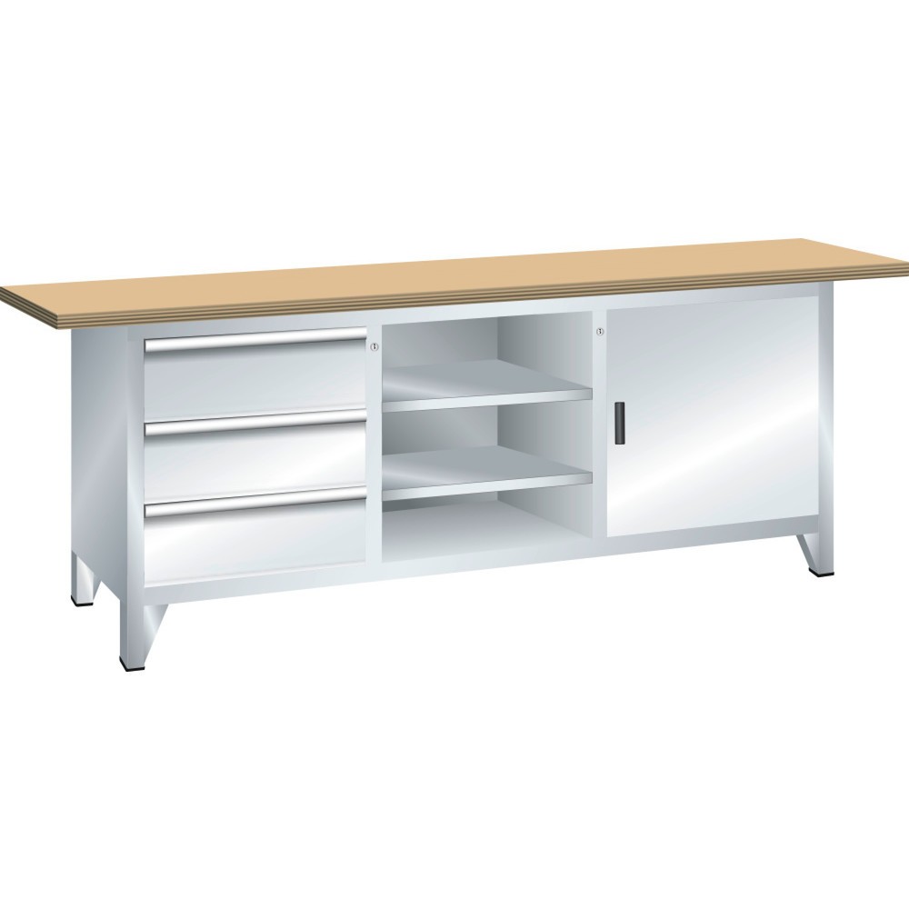 Image of Werkzeug einfach einsehbar und zugriffsgeschützt lagern: dank Vollauszug in der LISTA Systemwerkbank mit KEY-Lock-System Für schwere Werkstücke stark ausgestattet: Die LISTA Systemwerkbank überzeugt durch hochwertig verbaute Komponenten wie die robuste Mu